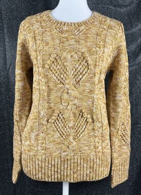 NWT Sugarlips Marled Orange Cable Knit Sweater Textured Chunky Knit SZ X-Small